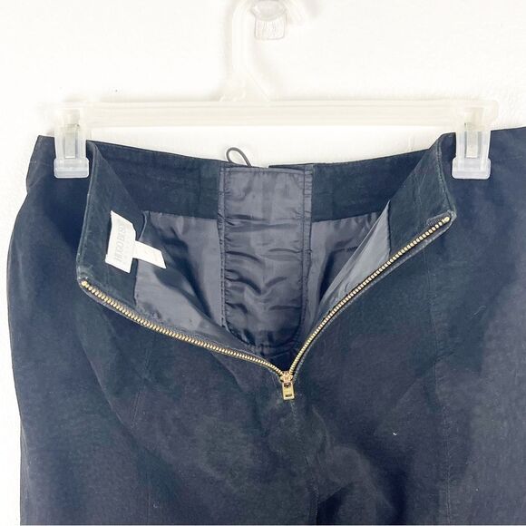 HUGO BUSCATI Collection Classic Black 100% Leather Front Lace Bootcut Pants 12P - Picture 7 of 8